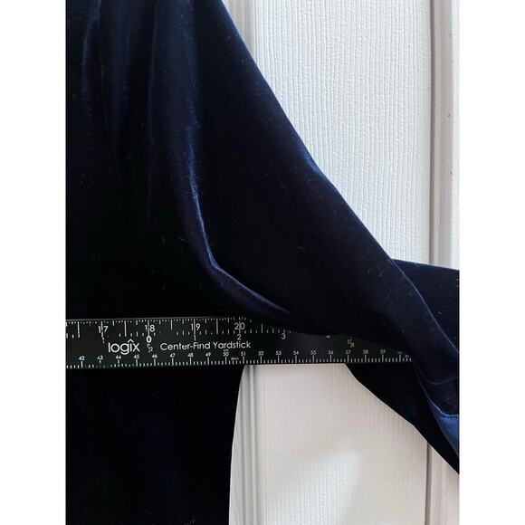 Soft Surroundings Blue Velvet 3/4 Sleeve Pullover Blouse Petite Size Medium - Picture 5 of 9